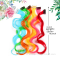 Extension de cheveux synthétiques bouclés de couleur arc-en-ciel à un clip